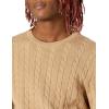imageAmazon Essentials Mens Crewneck Cable Cotton SweaterCamel Heather