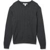imageAmazon Essentials Mens Crewneck Cable Cotton SweaterCharcoal Heather