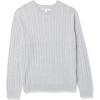 imageAmazon Essentials Mens Crewneck Cable Cotton SweaterLight Grey Heather
