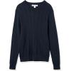imageAmazon Essentials Mens Crewneck Cable Cotton SweaterNavy
