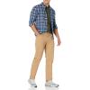 imageAmazon Essentials Mens Flannel Shirts Long Sleeve SlimFit Button Down PlaidBlack Blue Plaid