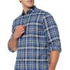 imageAmazon Essentials Mens Flannel Shirts Long Sleeve SlimFit Button Down PlaidBlack Blue Plaid