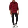 imageAmazon Essentials Mens Flannel Shirts Long Sleeve SlimFit Button Down PlaidBlack Red Buffalo Plaid