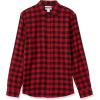 imageAmazon Essentials Mens Flannel Shirts Long Sleeve SlimFit Button Down PlaidBlack Red Buffalo Plaid