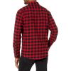 imageAmazon Essentials Mens Flannel Shirts Long Sleeve SlimFit Button Down PlaidBlack Red Buffalo Plaid