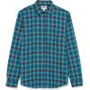 imageAmazon Essentials Mens Flannel Shirts Long Sleeve SlimFit Button Down PlaidBlack Teal Blue Plaid