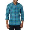 imageAmazon Essentials Mens Flannel Shirts Long Sleeve SlimFit Button Down PlaidBlack Teal Blue Plaid