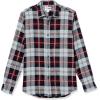 imageAmazon Essentials Mens Flannel Shirts Long Sleeve SlimFit Button Down PlaidBurgundy Grey Plaid