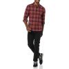 imageAmazon Essentials Mens Flannel Shirts Long Sleeve SlimFit Button Down PlaidBurgundy Orange Plaid