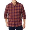 imageAmazon Essentials Mens Flannel Shirts Long Sleeve SlimFit Button Down PlaidBurgundy Orange Plaid