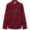 imageAmazon Essentials Mens Flannel Shirts Long Sleeve SlimFit Button Down PlaidNavy Red Plaid