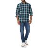 imageAmazon Essentials Mens LongSleeve SlimFit Stretch Poplin ShirtDark Green Navy Medium Plaid