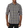 imageAmazon Essentials Mens LongSleeve SlimFit Stretch Poplin ShirtGold Navy Checked