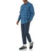 imageAmazon Essentials Mens LongSleeve SlimFit Stretch Poplin ShirtGreen Navy Plaid
