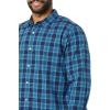 imageAmazon Essentials Mens LongSleeve SlimFit Stretch Poplin ShirtGreen Navy Plaid