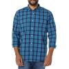 imageAmazon Essentials Mens LongSleeve SlimFit Stretch Poplin ShirtGreen Navy Plaid