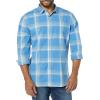 imageAmazon Essentials Mens LongSleeve SlimFit Stretch Poplin ShirtLight Blue Orange Plaid