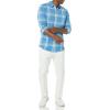 imageAmazon Essentials Mens LongSleeve SlimFit Stretch Poplin ShirtLight Blue Orange Plaid