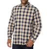 imageAmazon Essentials Mens LongSleeve SlimFit Stretch Poplin ShirtNavy Peach Plaid