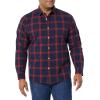 imageAmazon Essentials Mens LongSleeve SlimFit Stretch Poplin ShirtNavy Red Buffalo Plaid