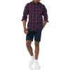 imageAmazon Essentials Mens LongSleeve SlimFit Stretch Poplin ShirtNavy Red Buffalo Plaid