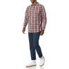 imageAmazon Essentials Mens LongSleeve SlimFit Stretch Poplin ShirtNavy Red White Plaid