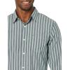 imageAmazon Essentials Mens LongSleeve SlimFit Stretch Poplin ShirtNavy Stripe