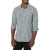 imageAmazon Essentials Mens LongSleeve SlimFit Stretch Poplin ShirtNavy Stripe