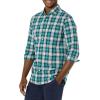 imageAmazon Essentials Mens LongSleeve SlimFit Stretch Poplin ShirtTeal Blue White Plaid