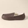 imageAmazon Essentials Mens Microsuede Moccasin SlippersDark Brown Faux Leather