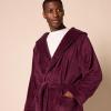 imageAmazon Essentials Mens MidLength Plush RobeDark Burgundy