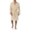 imageAmazon Essentials Mens MidLength Plush RobeTaupe