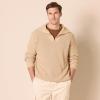 imageAmazon Essentials Mens QuarterZip RibKnit RelaxedFit SweaterLight Camel