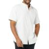 imageAmazon Essentials Mens RegularFit Short Sleeve Stretch Oxford Shirt with PocketLight Grey Vertical Stripe