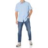 imageAmazon Essentials Mens RegularFit ShortSleeve ButtonDown Chambray ShirtLight Blue