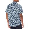 imageAmazon Essentials Mens RegularFit ShortSleeve Print ShirtNavy Sky Blue Palm Leaf