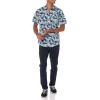 imageAmazon Essentials Mens RegularFit ShortSleeve Print ShirtNavy Sky Blue Palm Leaf