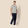 imageAmazon Essentials Mens Relaxed Fit TShirtEggshell White Black Mariner Stripe