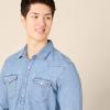 imageAmazon Essentials Mens SlimFit LongSleeve Denim Shirt with Snap ButtonsLight Blue