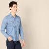 imageAmazon Essentials Mens SlimFit LongSleeve Denim Shirt with Snap ButtonsLight Blue