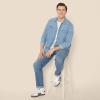 imageAmazon Essentials Mens SlimFit LongSleeve Denim Shirt with Snap ButtonsLight Blue