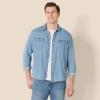 imageAmazon Essentials Mens SlimFit LongSleeve Denim Shirt with Snap ButtonsLight Blue