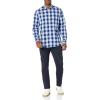 imageAmazon Essentials Mens SlimFit LongSleeve Poplin ShirtBlue Buffalo Check