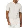 imageAmazon Essentials Mens SlimFit ShortSleeve Poplin ShirtBeige Pink Double Stripe