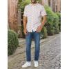 imageAmazon Essentials Mens SlimFit ShortSleeve Poplin ShirtLavender Palm Leaf Print