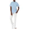 imageAmazon Essentials Mens SlimFit ShortSleeve Poplin ShirtLight Blue White Gingham