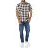 imageAmazon Essentials Mens SlimFit ShortSleeve Poplin ShirtNavy Gold Plaid