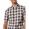 imageAmazon Essentials Mens SlimFit ShortSleeve Poplin ShirtNavy Gold Plaid
