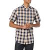 imageAmazon Essentials Mens SlimFit ShortSleeve Poplin ShirtNavy Gold Plaid