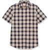 imageAmazon Essentials Mens SlimFit ShortSleeve Poplin ShirtNavy Gold Plaid